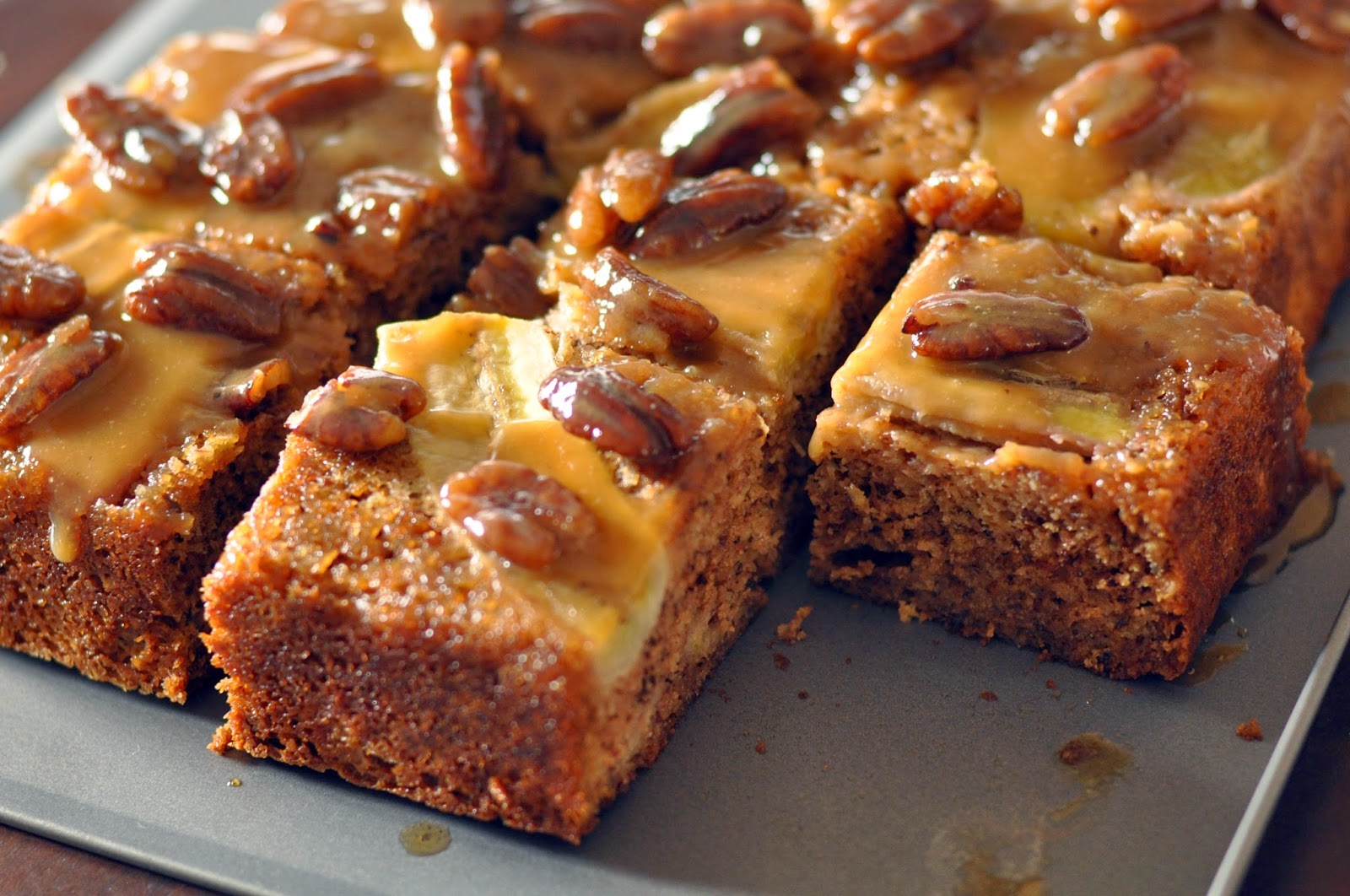 Upside-down Banana Cake with Maple-caramel Sauce