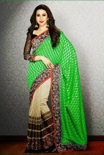 Green-Saree-black-blouse