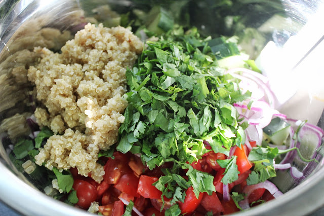 Quinoa with fresh herbs and vegetables