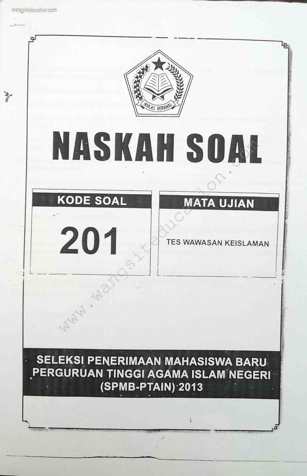 Contoh Soal Un Ptkin Wawasan Keislaman