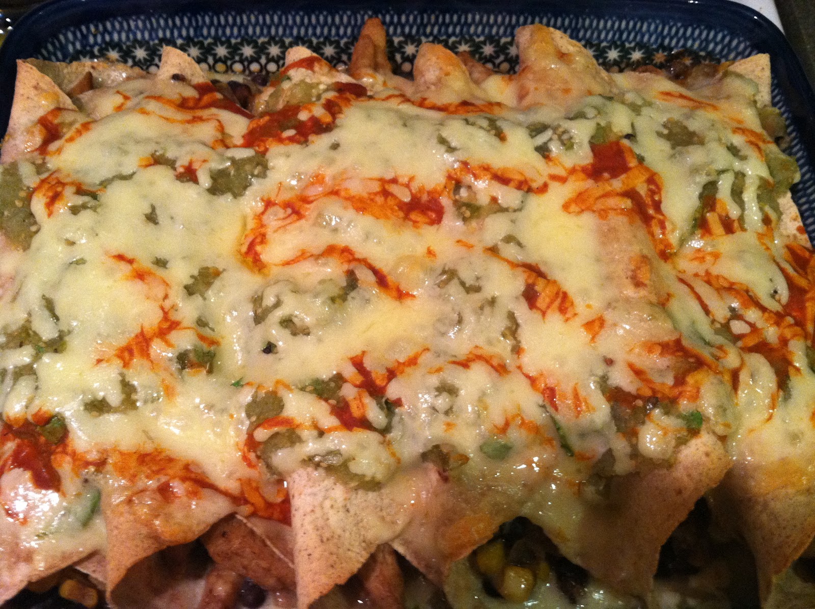 Some Sugar Added Black Bean & Corn Enchiladas with Salsa Verde