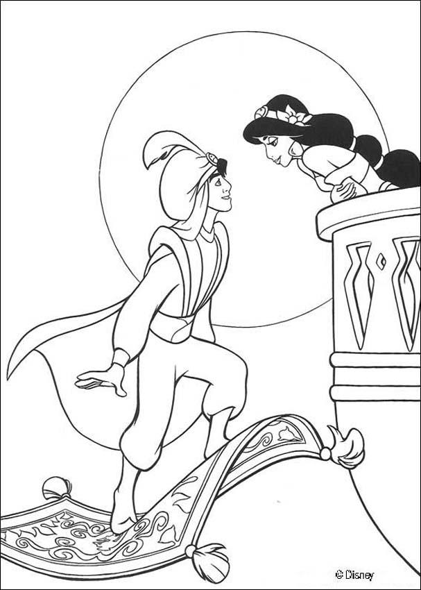 Aladdin and Jasmine Rose Rug | Disney Coloring Pages | Cartoon Coloring