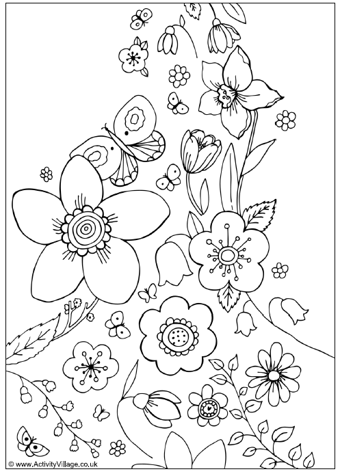 transmissionpress: Spring Flowers Coloring Page