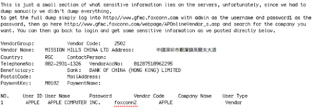 Foxconn Corporate Hacked Stealing Valuable Classified Information