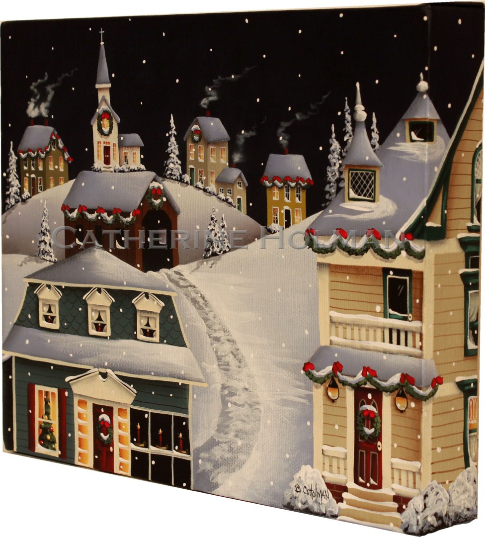 Catherine Holman Folk Art Tinsel Town Christmas Folk Art Painting
