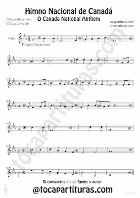 Tubescore Canada Nathional Anthem sheet Music for Violin O Canada Music score