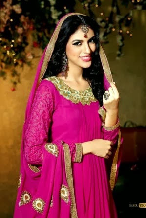 pink long frocks designs