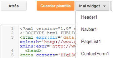 PageList Clicamos en Ir al Widget