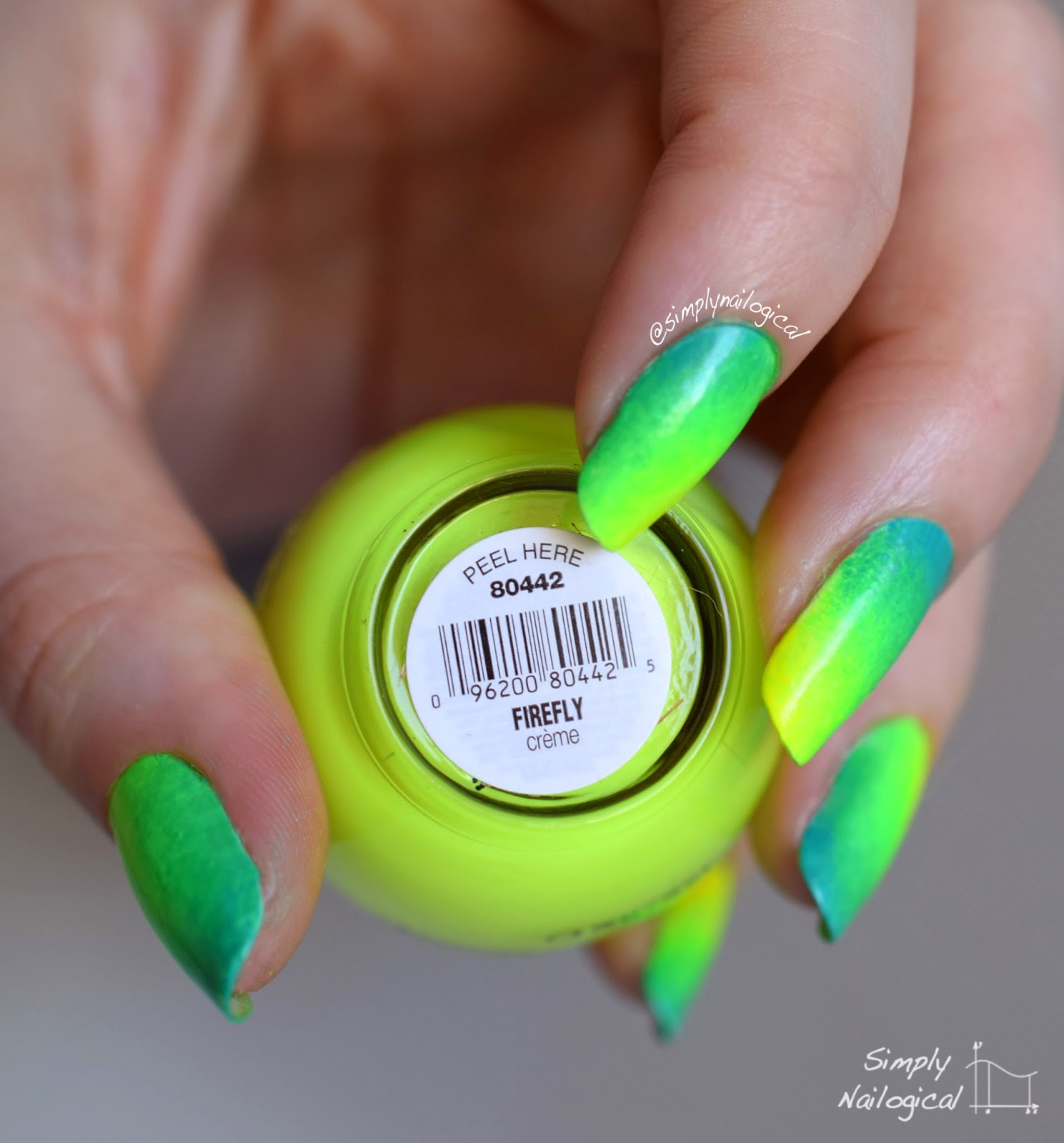 Simply Nailogical Neon green and yellow corner gradient