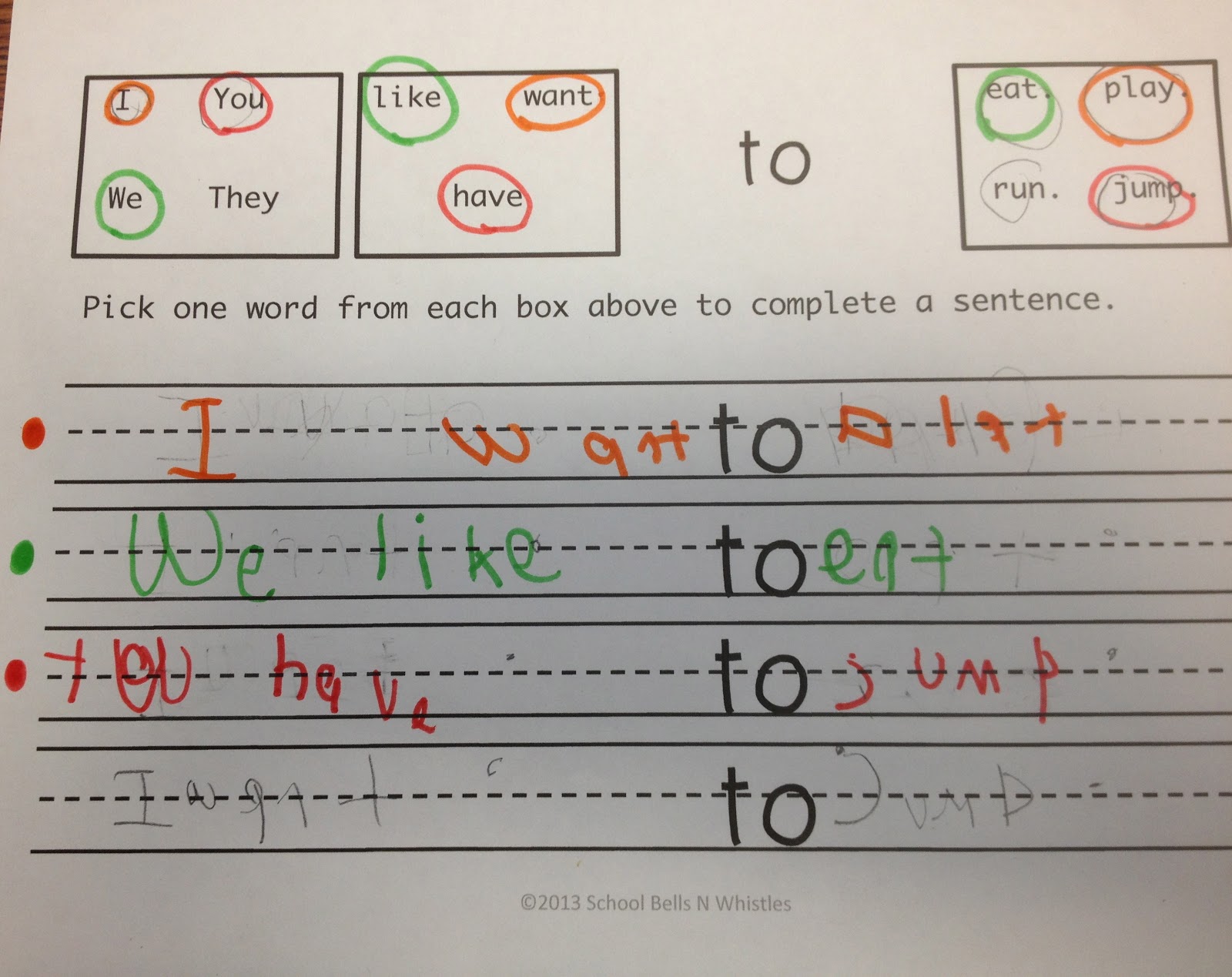 Sentence Helpers Trial Run! School Bells N Whistles