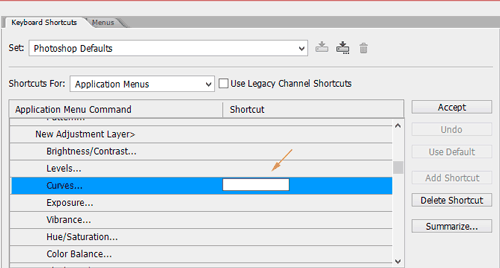 Cara Mengubah Keyboard Shortcut AdjustmentLayer Curves Photoshop CS6