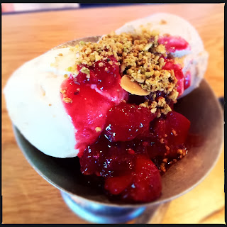 Vanilla ice cream, crushed nuts and seasonal berries Vanilla ice cream, crushed nuts and seasonal berries