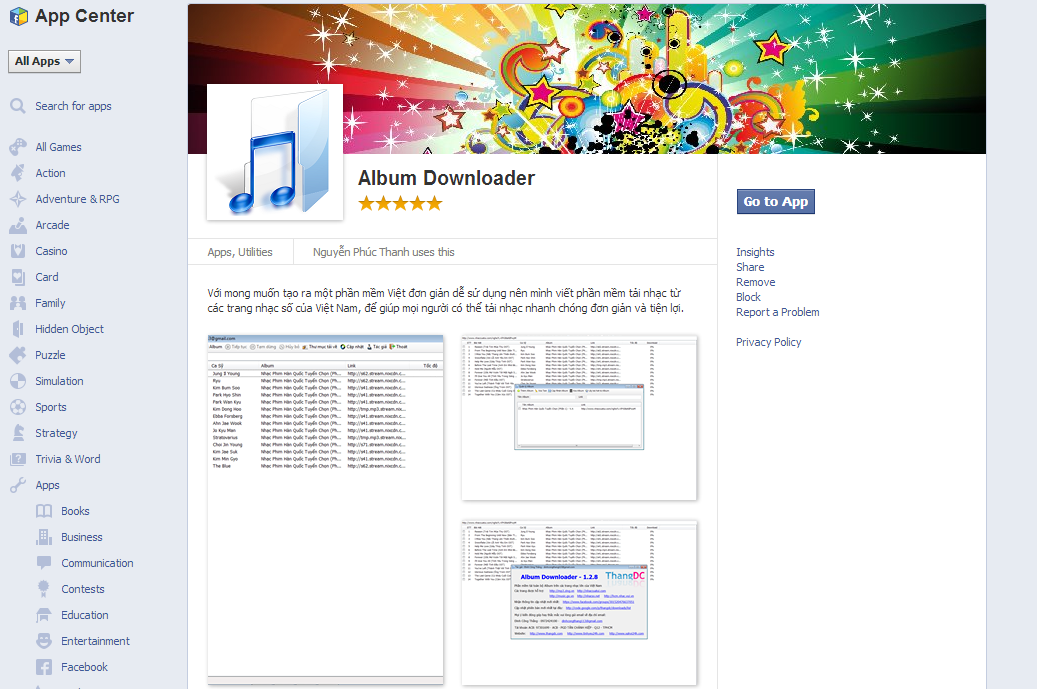 Ứng dụng Album Downloader trên facebook (version 1.3.1)