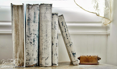 White Painted Books with Chalk Paint White Antique Upcycled Books brass perpetual calendar