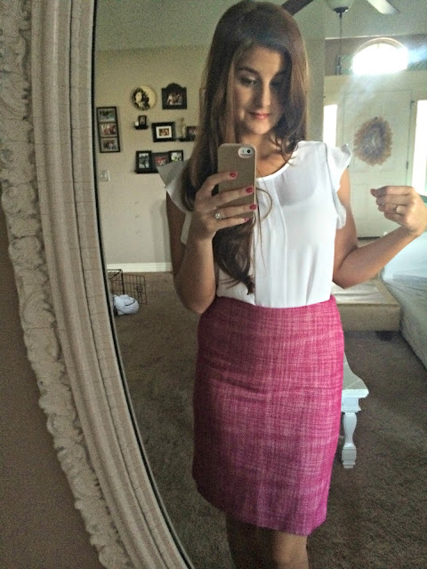 pink pencil skirt