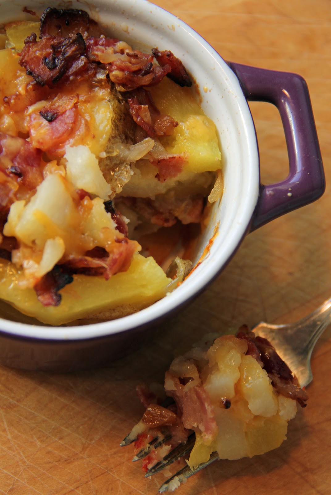 Jo and Sue Zucchini, Potato, Bacon Casserole for One
