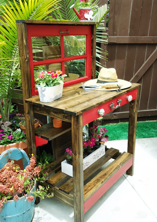 Charming Vintage Window Table/Potting Bench - SOLD