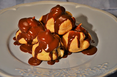 pasta choux , bignè panna, ganache