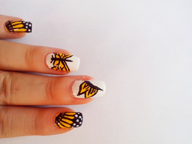 31DC2014 Day 3: Yellow Nails - Butterfly Nails