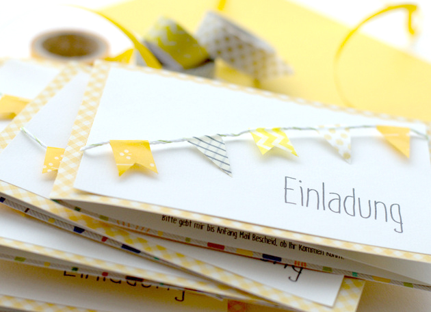 Diy Einladungskarte Mit Wimpelkette Aus Washi Tape Freebie