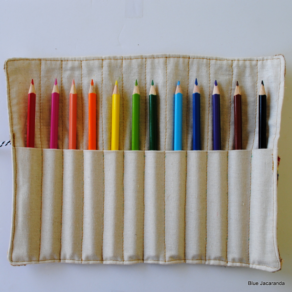 Blue Jacaranda by Linda Robertus Burlap Pencil Roll