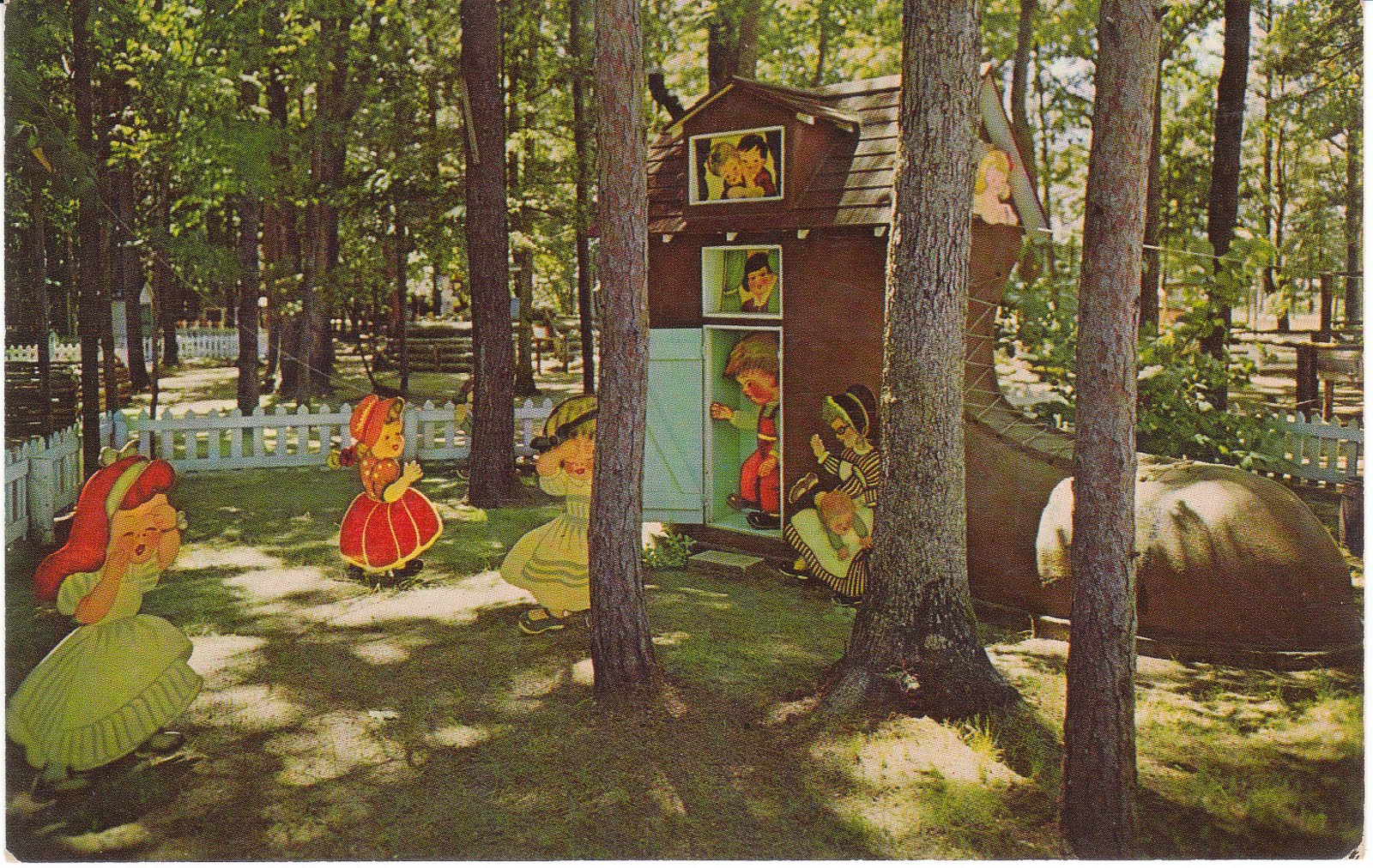 View from the Birdhouse Deer Park Petting Zoo 1950's to 1960's Michigan