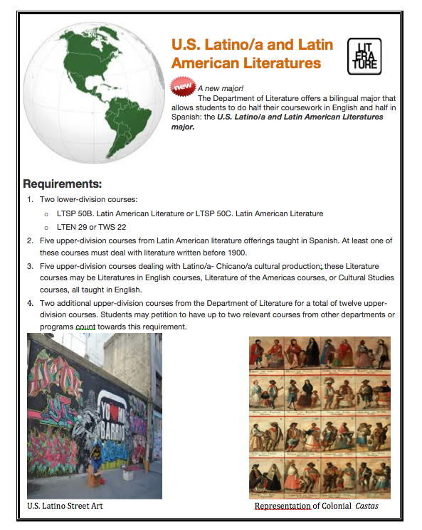 New Bilingual Major: US Latin@ and Latin American Literatures