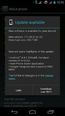 Moto G update notification
