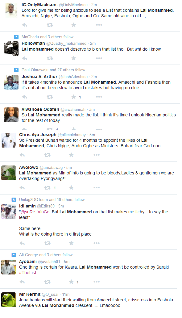 Twitter meltdown as Nigerians react to Buhari's #MinisterialList Twitter meltdown as Nigerians react to Buhari's #MinisterialList