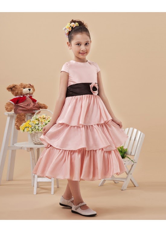 Flower Girl Dresses 2014 Fashionable High Neck Satin Ball Gown Flower Girl Dresses