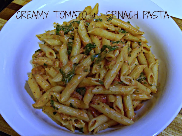 Creamy Tomato with Spinach Pasta and Baked Pork Chops