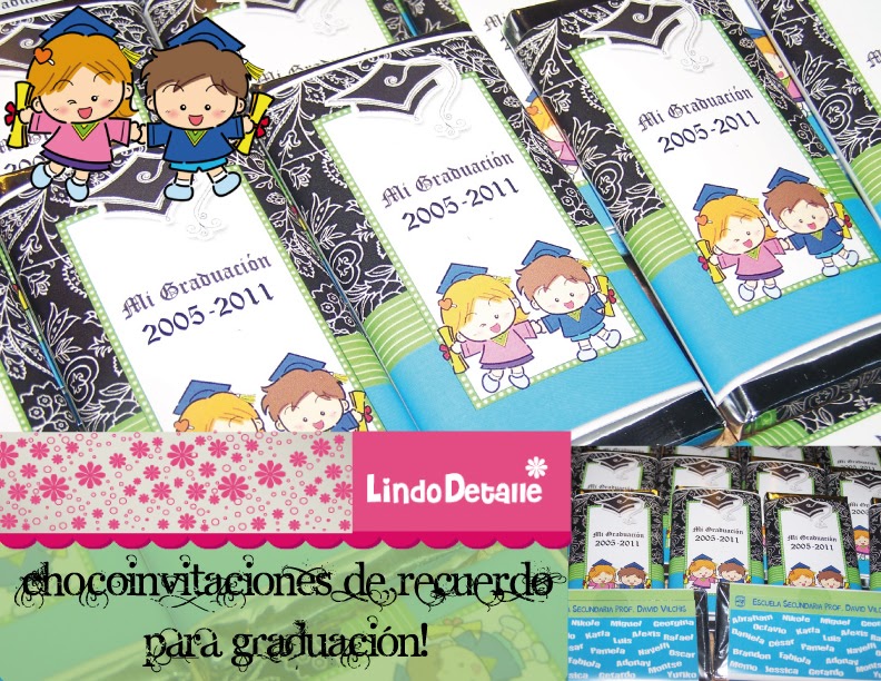 lindo detalle chocoinvitaciones para graduación primaria df