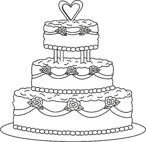 Round Wedding Cake Coloring Pages to printing Wedding Cake coloring pages