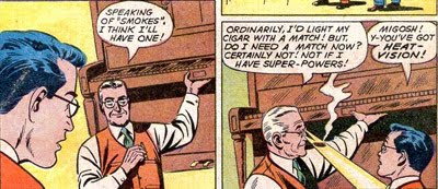 Surgeon General's Warning: Note how Superboy DOESN'T smoke even with his super-lungs