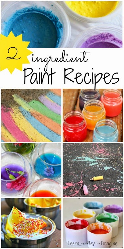 21 two ingredient homemade paint recipes - quick and simple recipes to add texture, scents, and vibrant colors to kids art.