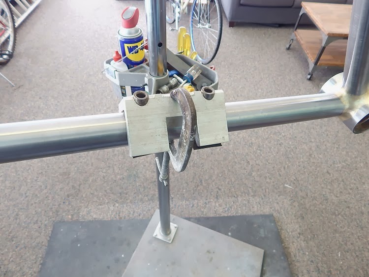 Blue Vue Bicycles Water Bottle Brazeons on a Downtube