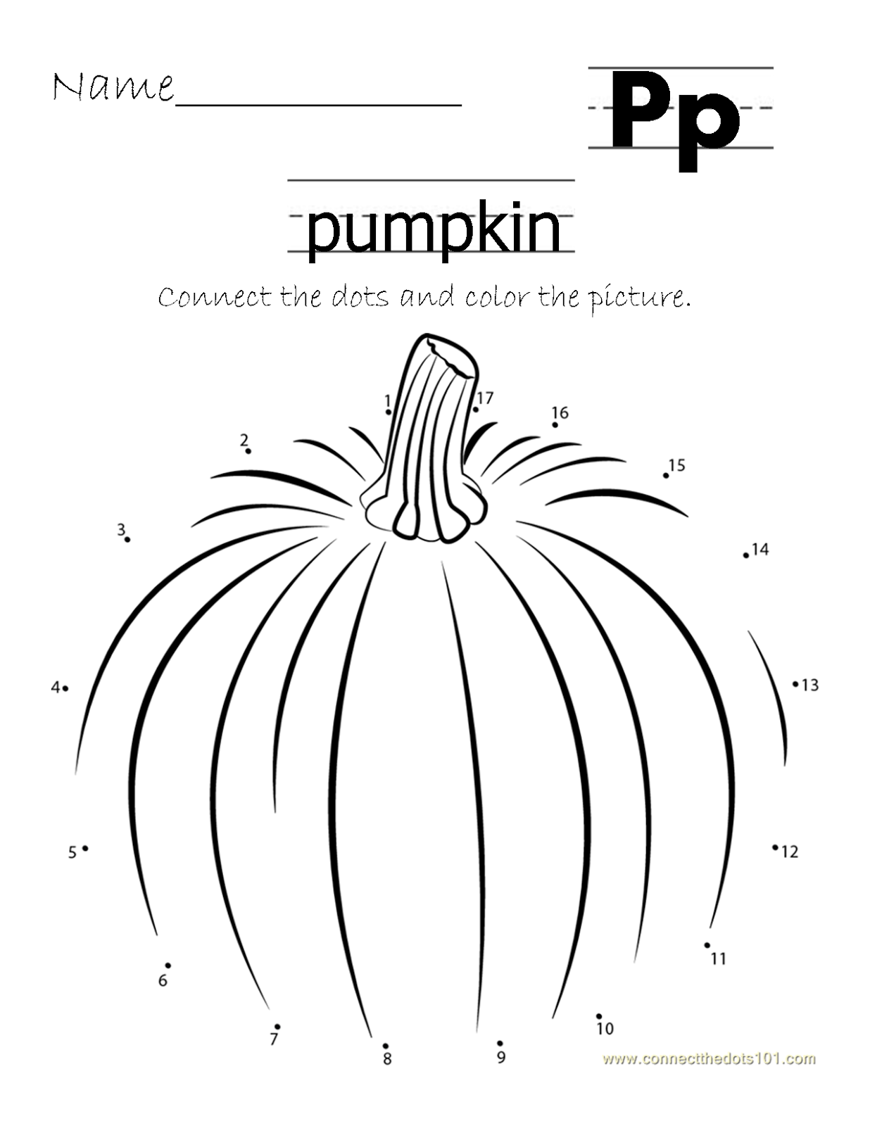 Printable Homeschool Connect the Dots Pumpkin
