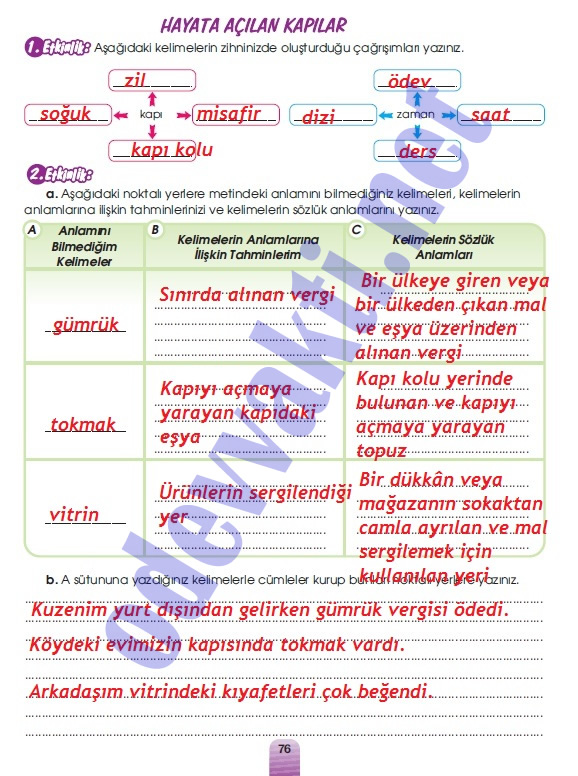 7 Sinif Turkce Calisma Kitabi Cevaplari Meb Yayinlari