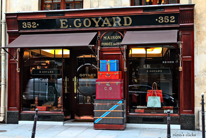 People outside E.Goyard boutique in Paris, Goyard is a French