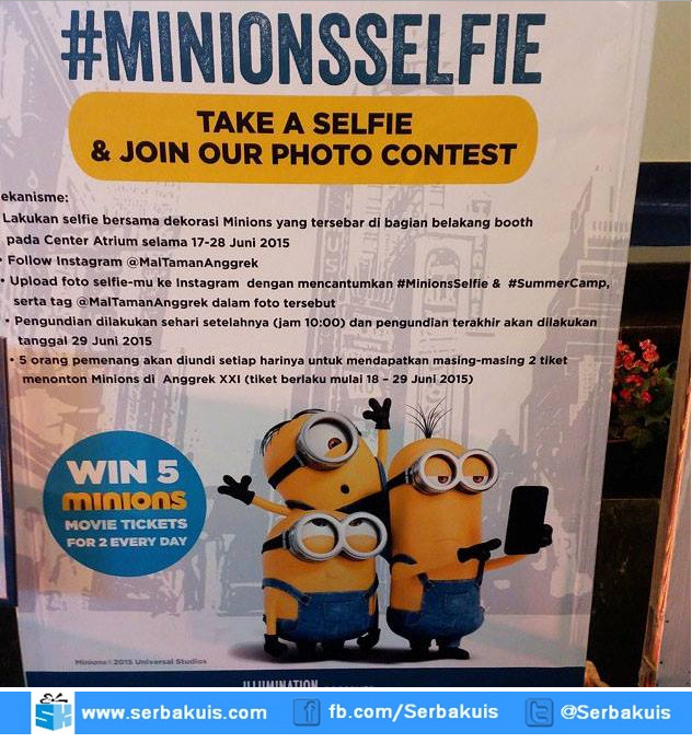 Kontes Minions Selfie Berhadiah 10 Tiket Film Minions per Hari Kontes Minions Selfie Berhadiah 10 Tiket Film Minions per Hari