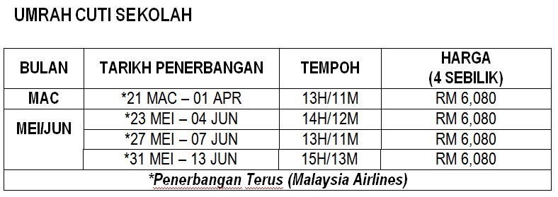 berikut adalah jadual penerbangan Umrah utk tahun 2013 !