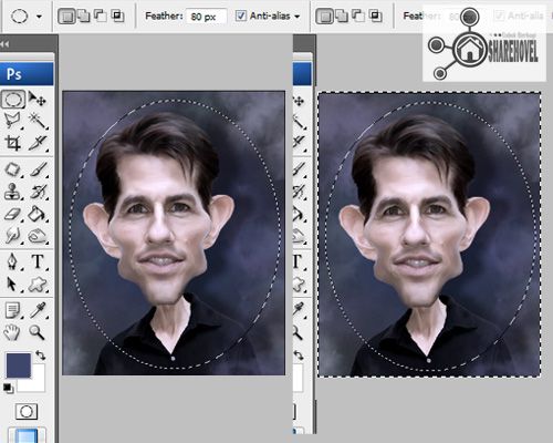 elliptical lasso tool elliptical lasso tool - Mengubah Foto Menjadi Karikatur Dengan Photoshop