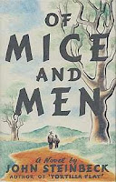 Book cover for Of Mice and Men, a literary novella by John Steinbeck, on Minimalist Reviews.