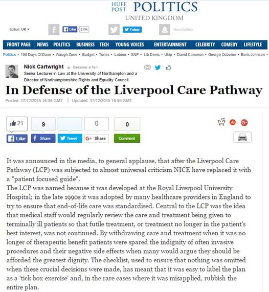 literature review on liverpool care pathway