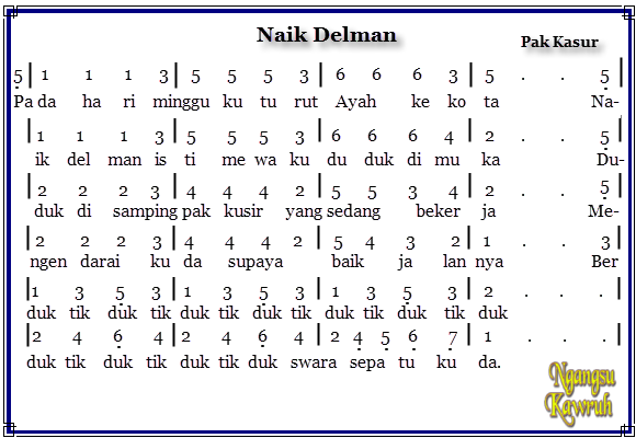 Not Angka Pianika Lagu Naik Delman