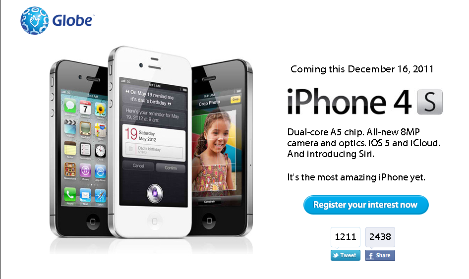 Official! Globe iPhone 4S via Postpaid Plans ONLINEAKO