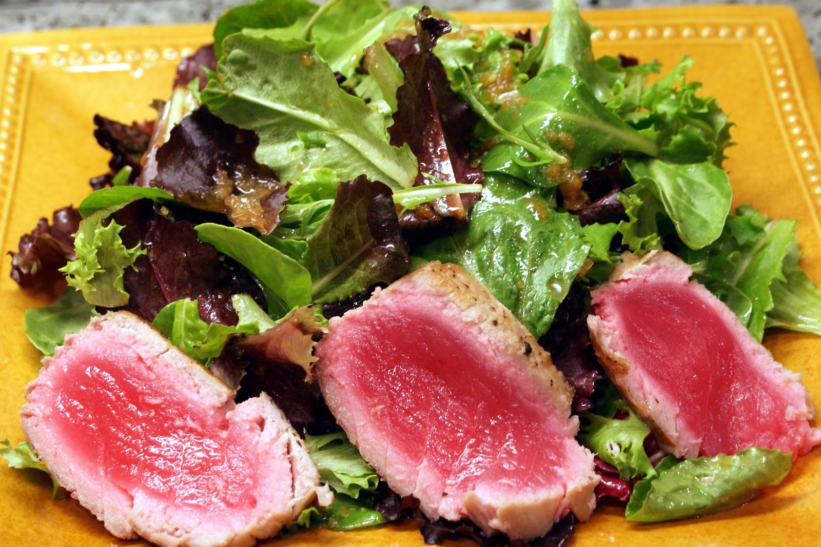 The Baker's Mann Seared Tuna Salad with Matsuhisa Dressing