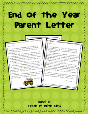 thank you letter to from parent end of the year teach it with class end of the year parent letter thank you letter to from parent end of the year teach it with class end of the year parent letter