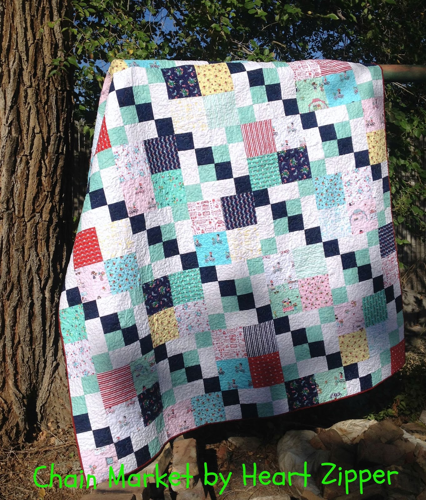 Heart Zipper Chain Market Quilt Tutorial