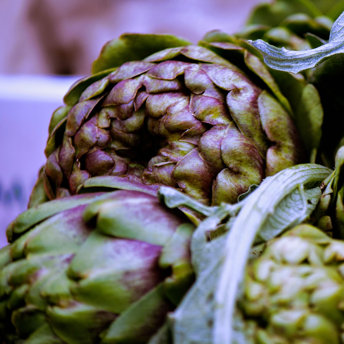 food and still life photography #GreenGroceryStore #Colours #GreenPurpleArtichoke #SophiaTerraZiva